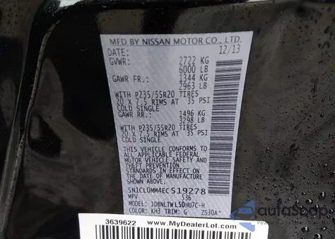 2014 Infiniti Qx60 Hybrid z USA, uszkodzony, nr VIN 5N1CL0MM4EC519278